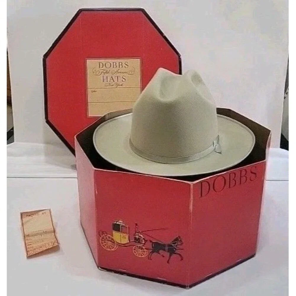Vtg 1960s Stetson Open Road 3X Beaver Hat Size 7 LO Houston Texas + Dobbs Box